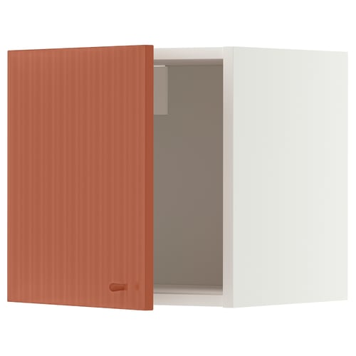 METOD Wall cabinet, white/Terrsjö red-brown wave pattern, 40x40 cm