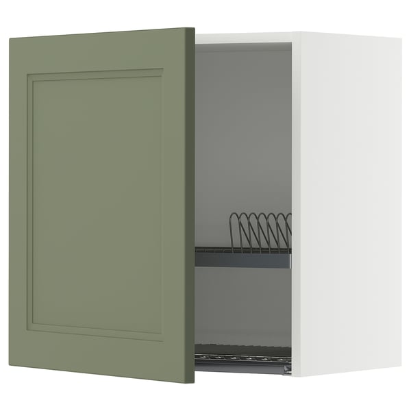METOD kitchen cabinet: green, wall-mounted, rectangular, with wire shelf and adjustable shelves.