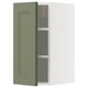 METOD wall cabinet in greenish-gray with adjustable shelves and right or left door mount.
