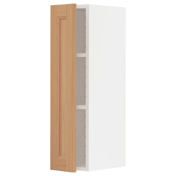 White-framed ikea METOD kitchen cabinet with oak door.