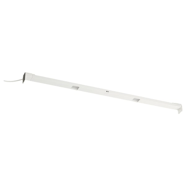 A MITTLED led light bar in white. Its slim, rectangular, and made of aluminium with a plastic diffuser. Ideal for drawer lighting.