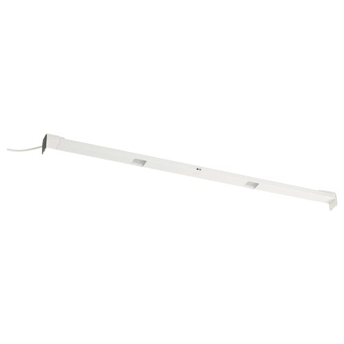 A MITTLED led light bar in white. Its slim, rectangular, and made of aluminium with a plastic diffuser. Ideal for drawer lighting.