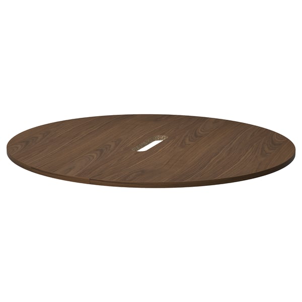 MITTZON round walnut table top, resistant surface, wipes clean easily.