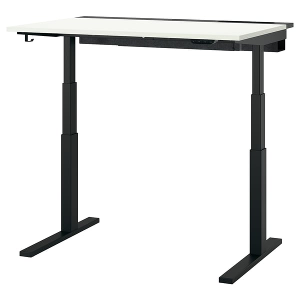 MITTZON black adjustable standing desk, modern square shape with cable management.
