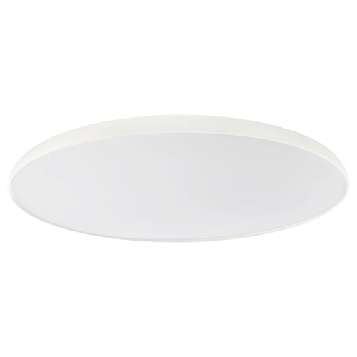 NYMÅNE white ceiling lamp, sleek round design, acrylic shade, emits soft light.