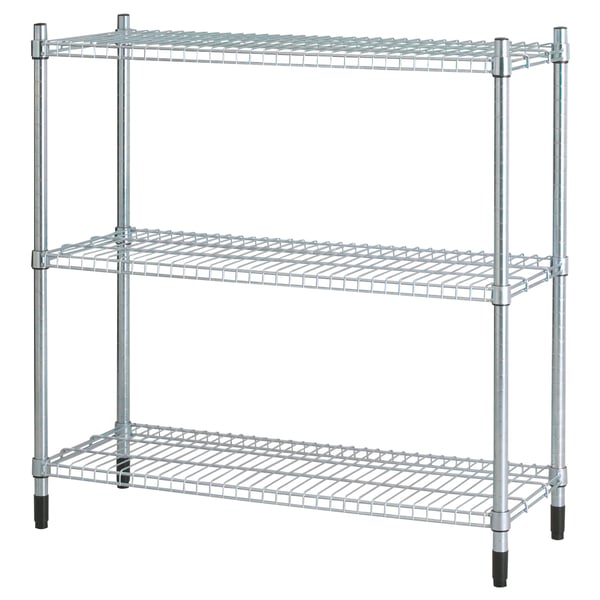 Silver OLAUS 3-shelf galvanised steel storage unit for kitchen/bathroom