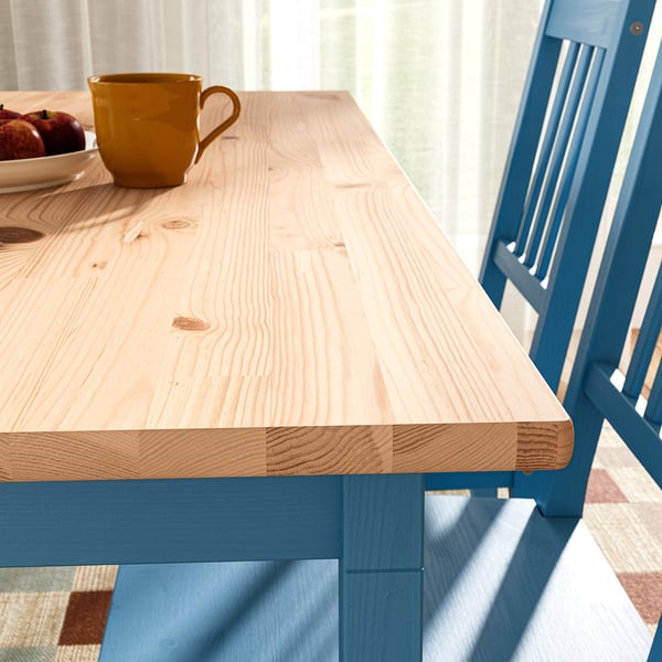 PINNTORP Table, light brown stained/blue stained pine, 125x75 cm