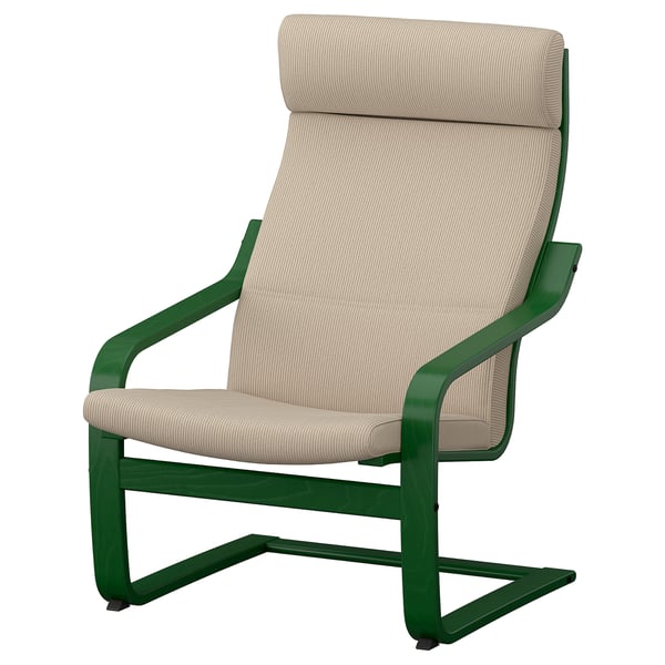 POÄNG Armchair, dark green/Kelinge beige