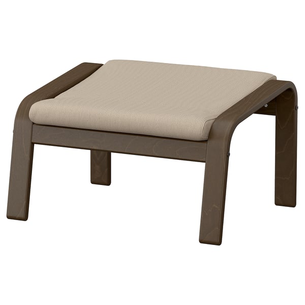 POÄNG Footstool, walnut effect/Kelinge beige