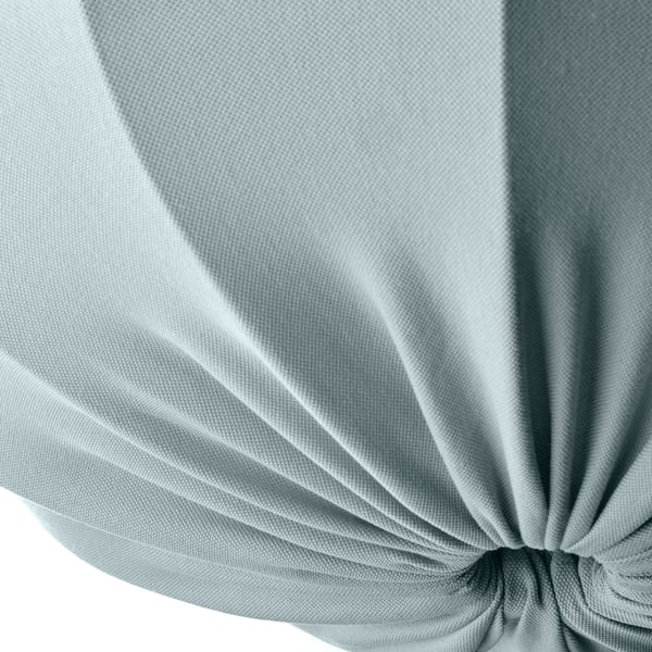 Light blue lamp shade with a knot, draped softly.