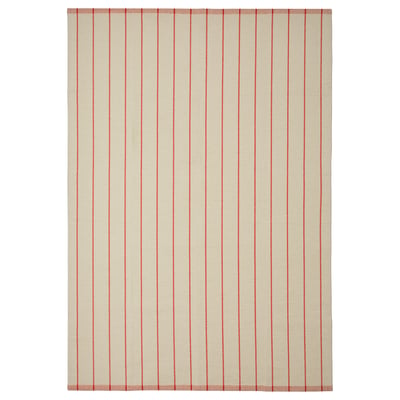 A RIDSTIG rug with off-white and red stripes, made of cotton.