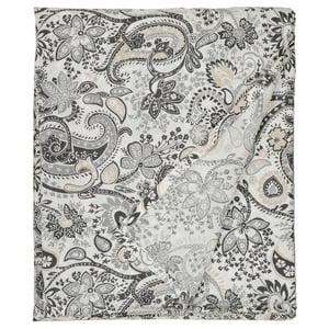 RODGERSIA paisley flat sheet, cream/black, cotton/viscose, rectangular, ornate floral design.