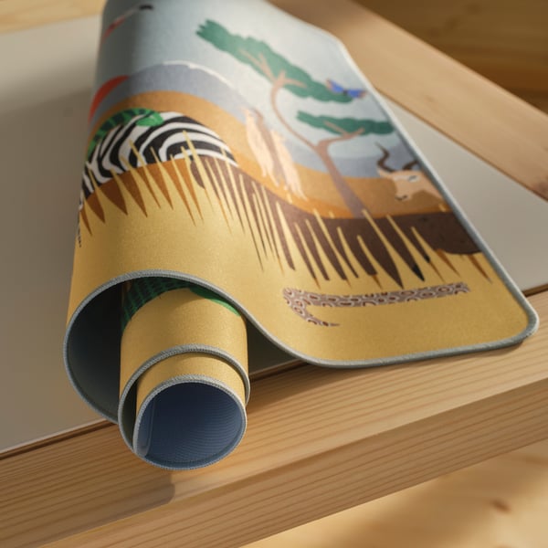 SANDLÖPARE Desk pad, multicolour animals on the savannah, 38x60 cm