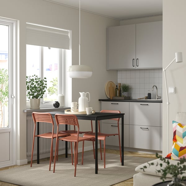 SANDSBERG Table and 4 chairs, black black/red-brown, 110x67 cm