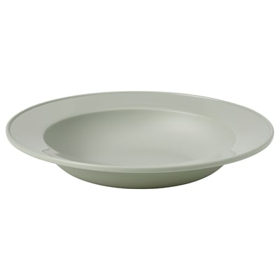 SIMKRABBA Deep plate, plastic/green-grey, 22 cm
