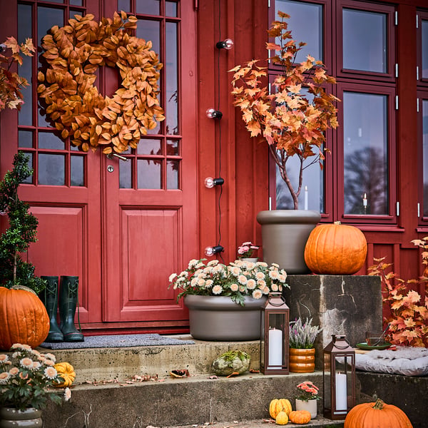 SMYCKA Artificial wreath, in/outdoor/leaf orange, 75 cm