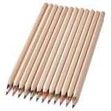 A dozen light beige SOLFÅGEL coloured pencils are arranged neatly in a row, showing vibrant tips of various colours, ready for detailed art creation.
