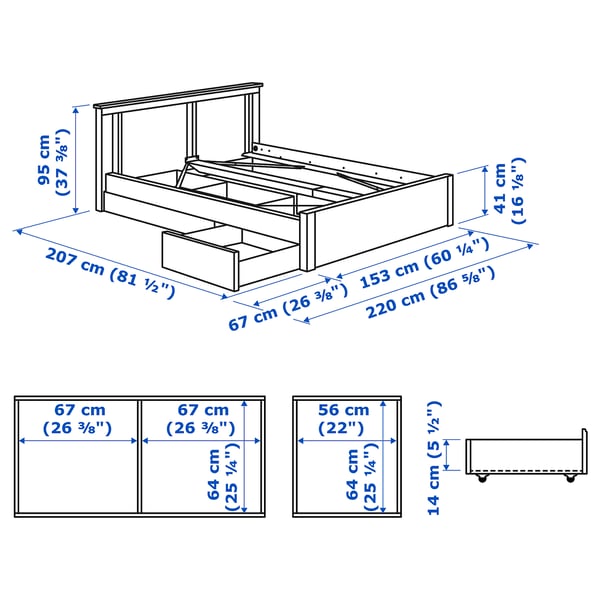 Illustration with measurements for the product: SONGESAND.