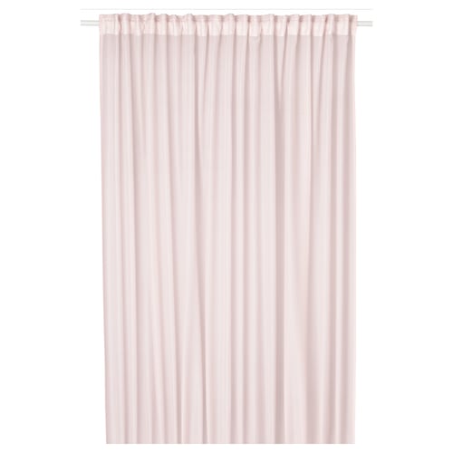 Light pink STENFRÖ sheer curtain with heading tape, made from recycled polyester for energy-saving and privacy.
