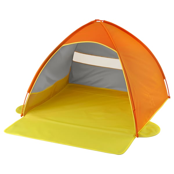 STRANDÖN Sun/wind shelter, bright orange/bright yellow