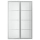 A SVARTISDAL wardrobe with frosted glass doors in white. The design sliding doors with an aluminium frame and tempered glass panels.