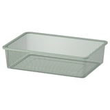 A TROFAST mesh storage box in green. It is rectangular with a wire design, perfect for organising items.