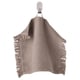 Scorerclip hanging beige waffle towel, fringed edges.