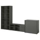 Dark grey VIHALS storage set: bookcase, tv stand, cabinet with sliding doors - modern wood & acrylic design