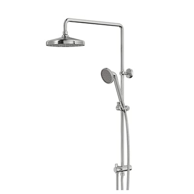 VOXNAN chrome shower set: full-body hand & rain showerheads on wall rail, stainless hose, durable chrome finish.