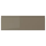 VOXTORP drawer front, dark grey-brown, sleek, glossy, rectangular with smooth edges, modern design, high gloss finish.