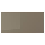 VOXTORP drawer front, dark grey-brown, glossy finish, rectangular shape, sleek design, easy to clean.