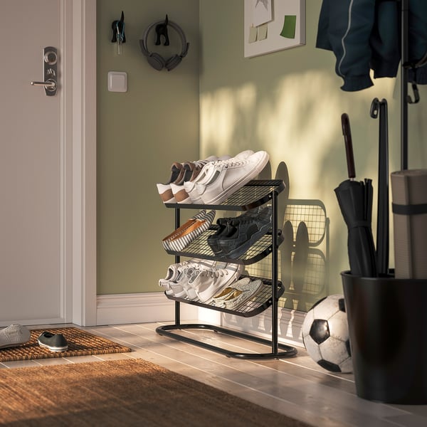 ÄLGANÄS Stalak za obuću, crna, 76x24x59 cm