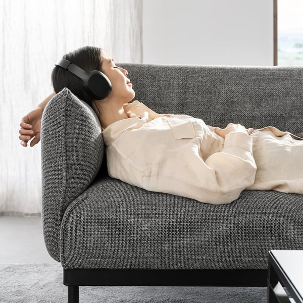 ÄPPLARYD Sofa 4-sed i lenjivac, Lejde siva/crna