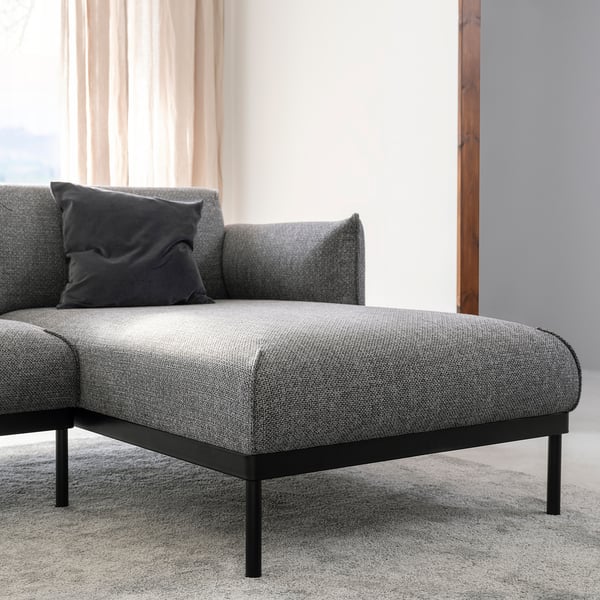 ÄPPLARYD Sofa 4-sed i lenjivac, Lejde siva/crna