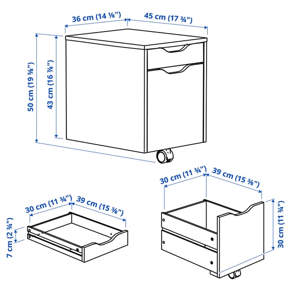 ALEX Fiokar, tamnosiva, 36x50 cm
