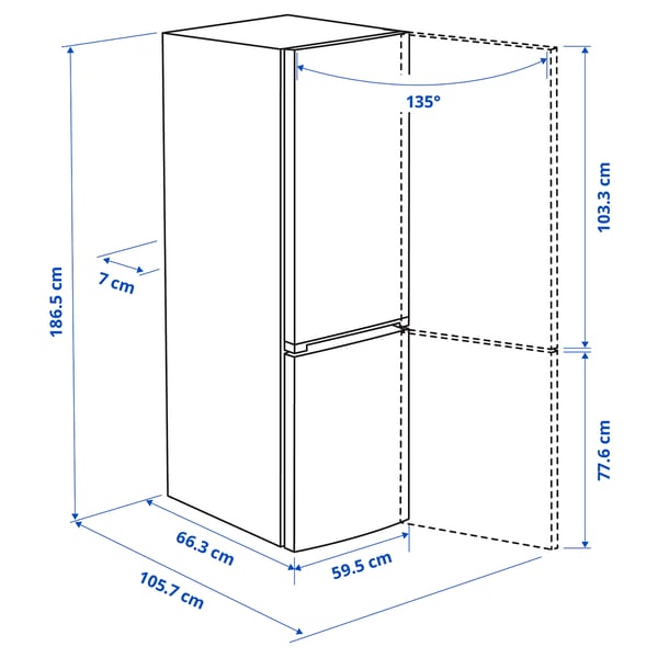 ALINGSÅS Frižider/zamrzivač, IKEA 500 samostojeće/nerđajući čelik, 210/106 l