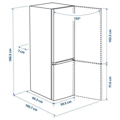 ALINGSÅS Frižider/zamrzivač, IKEA 500 samostojeće/nerđajući čelik, 210/106 l