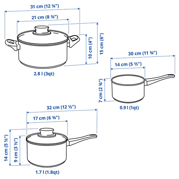 ANNONS Set za kuvanje, 5 del., staklo/nerđajući čelik