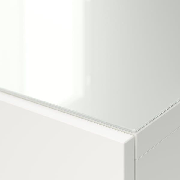 BESTÅ Gornji panel za TV, staklo/bela, 180x40 cm