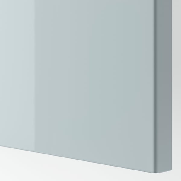 BESTÅ Komb.odlaganje s vratima/fiokama, bela Selsviken/Stallarp/v. sjaj svetlosiva-plava, 120x42x74 cm