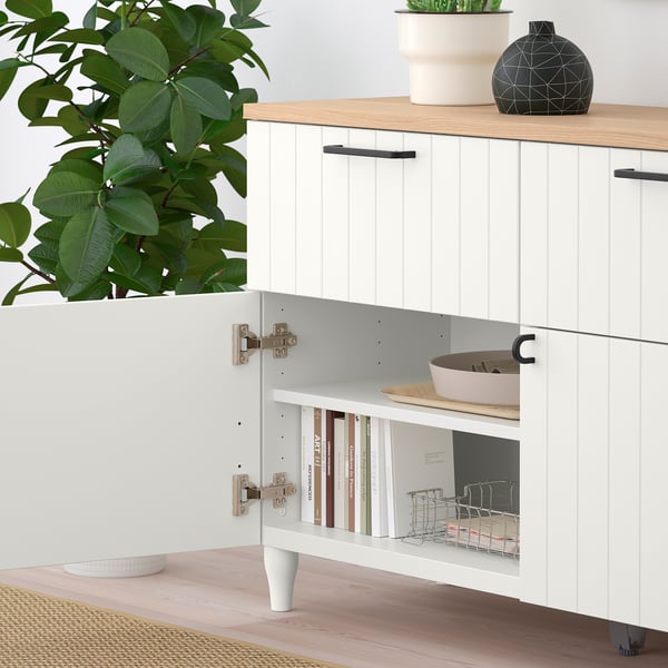 BESTÅ Komb.odlaganje s vratima/fiokama, bela/Sutterviken/Kabbarp bela, 120x42x76 cm