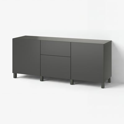 BESTÅ Kombin. odlaganje s fiokama, tamnosiva/Lappviken/Stubbarp tamnosiva, 180x42x74 cm