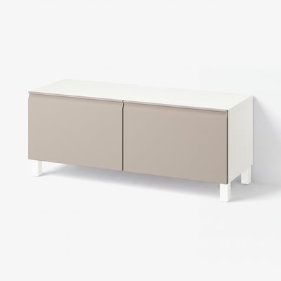 BESTÅ TV stalaža s vratima, bela/Hammarsmed/Stubbarp bež, 120x42x48 cm