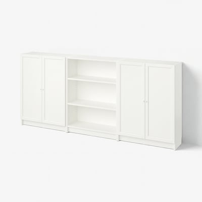 BILLY / OXBERG Komb.biblioteke s vratima, bela, 240x30x106 cm