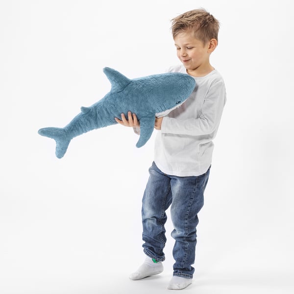 BLÅHAJ Plišana igračka, beba ajkula, 55 cm