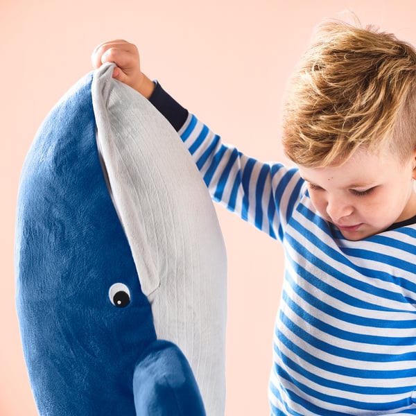 BLÅVINGAD Plišana igračka, plavi kit, 100 cm