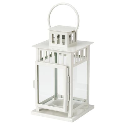 BORRBY Fenjer za top sveću, unutra/spolja bela, 28 cm
