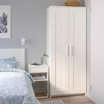BRIMNES Garderober s 2 vrata, bela, 78x50x190 cm