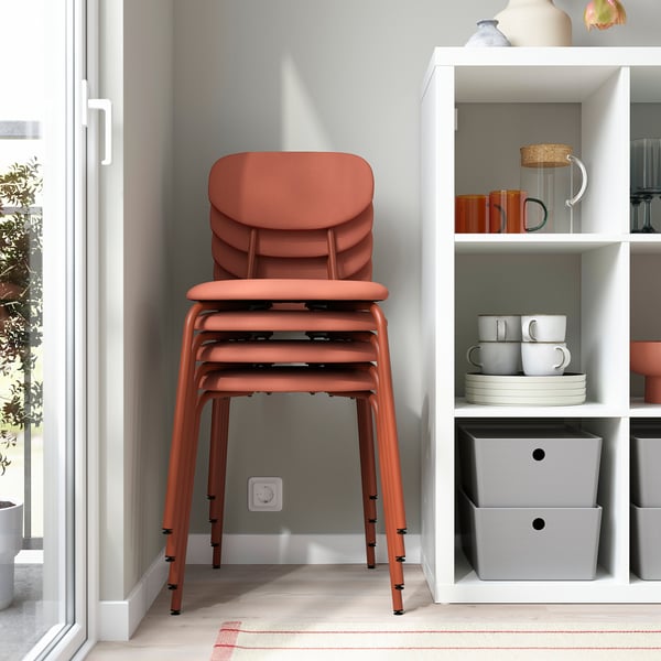 DOCKSTA / SANDSBERG Sto i 4 stolice, bela/Remmarn crvenobraon, 103 cm
