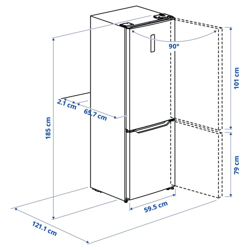 FÖRTOFT Frižider/zamrzivač, IKEA 500 boja nerđajućeg čelika, 216/118 l